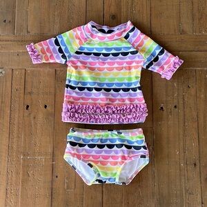 Rufflebutts scalloped rainbow two piece swimsuit